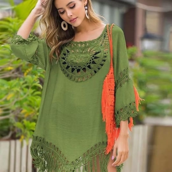 Other - Tassel Beach Dress V Neck White Cover Up Swimsuit